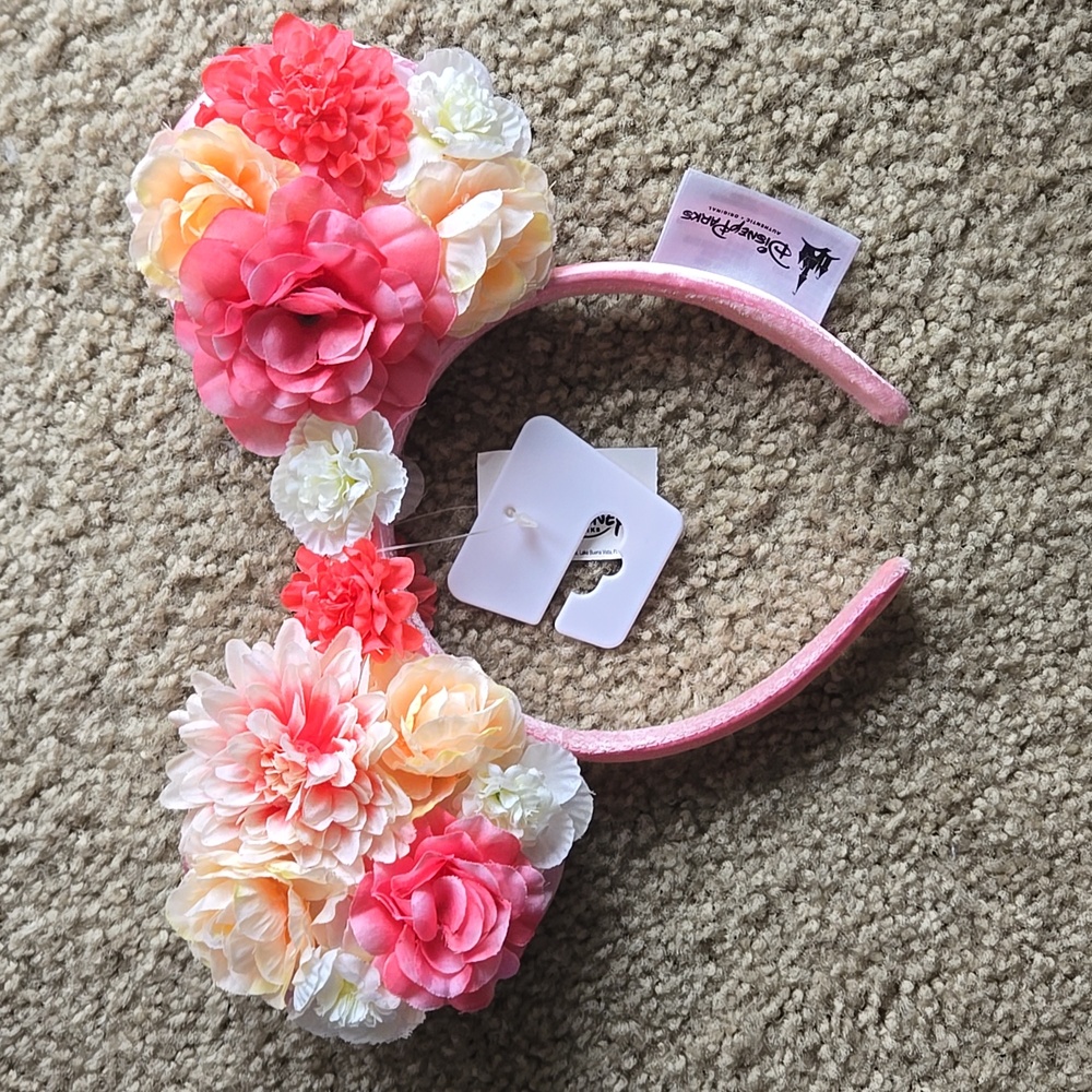 Pink flower minnie mouse ears